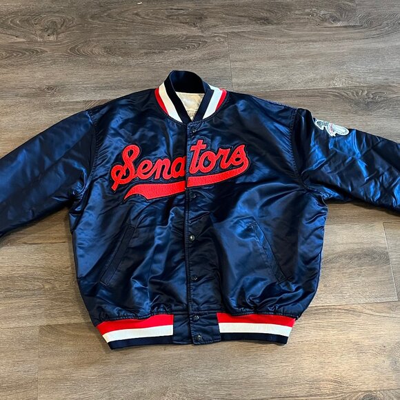 Vintage Starter Washington Senators Cooperstown Collection Satin Bomber Jacket L - Picture 1 of 6